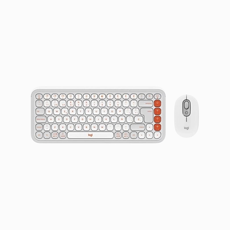 umarket | Teclado + Mouse Logitech Pop Icon Wireless - Blanco/Naranja