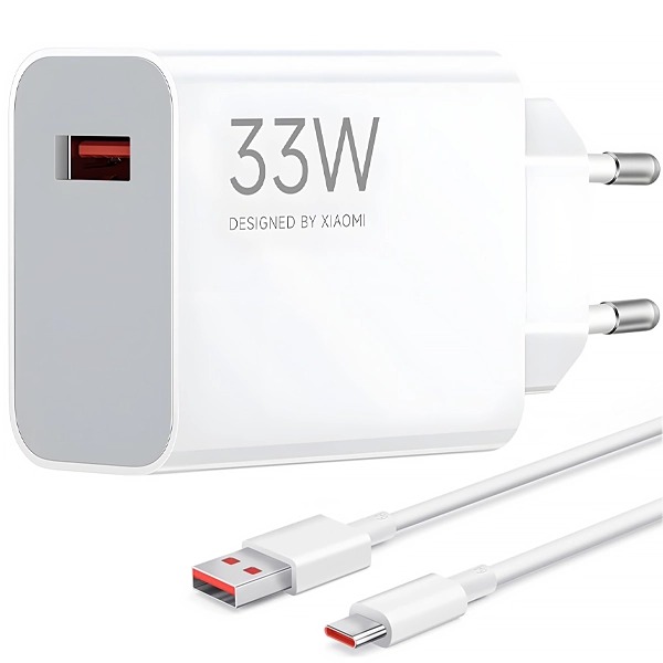 Cargador Xiaomi De 33W USB-A + Cable - Blanco