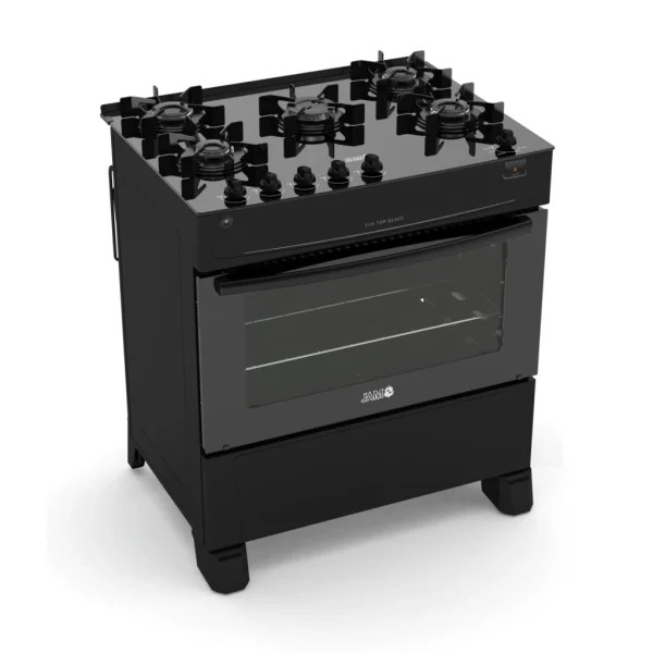 COCINA A GAS JAM EVA TOP GLASS 5HB NEGRO