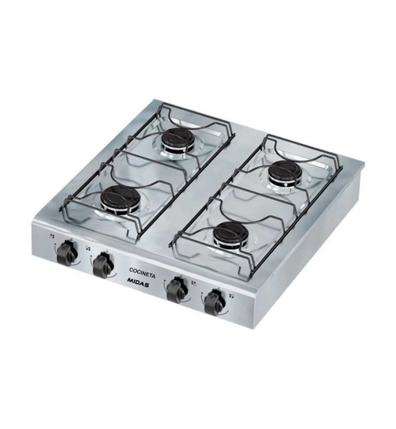 COCINA DE MESA MIDAS INOX 4 HORNALLAS A GAS