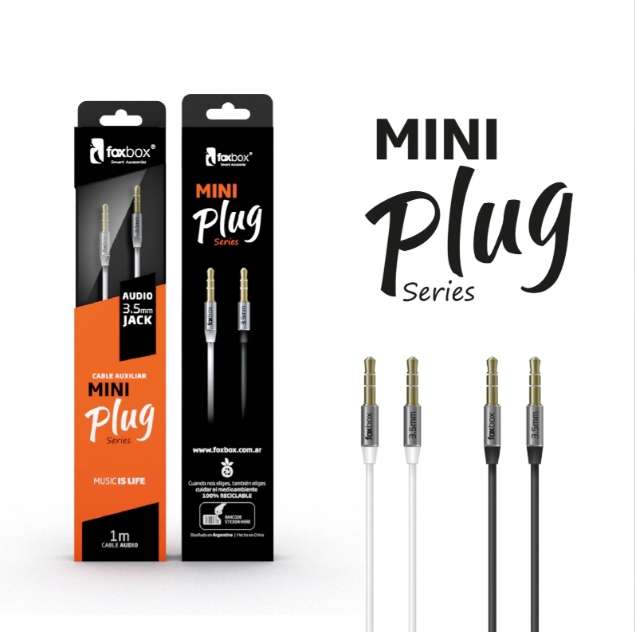 Cable Foxbox Jack 3,5 - 2 Metros - Negro