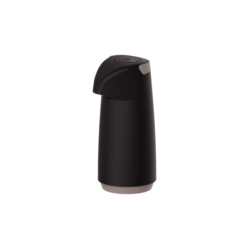 Termo Tramontina Exata En Plástico Negro Con Beige Con Ampolla De Vidrio 1 L