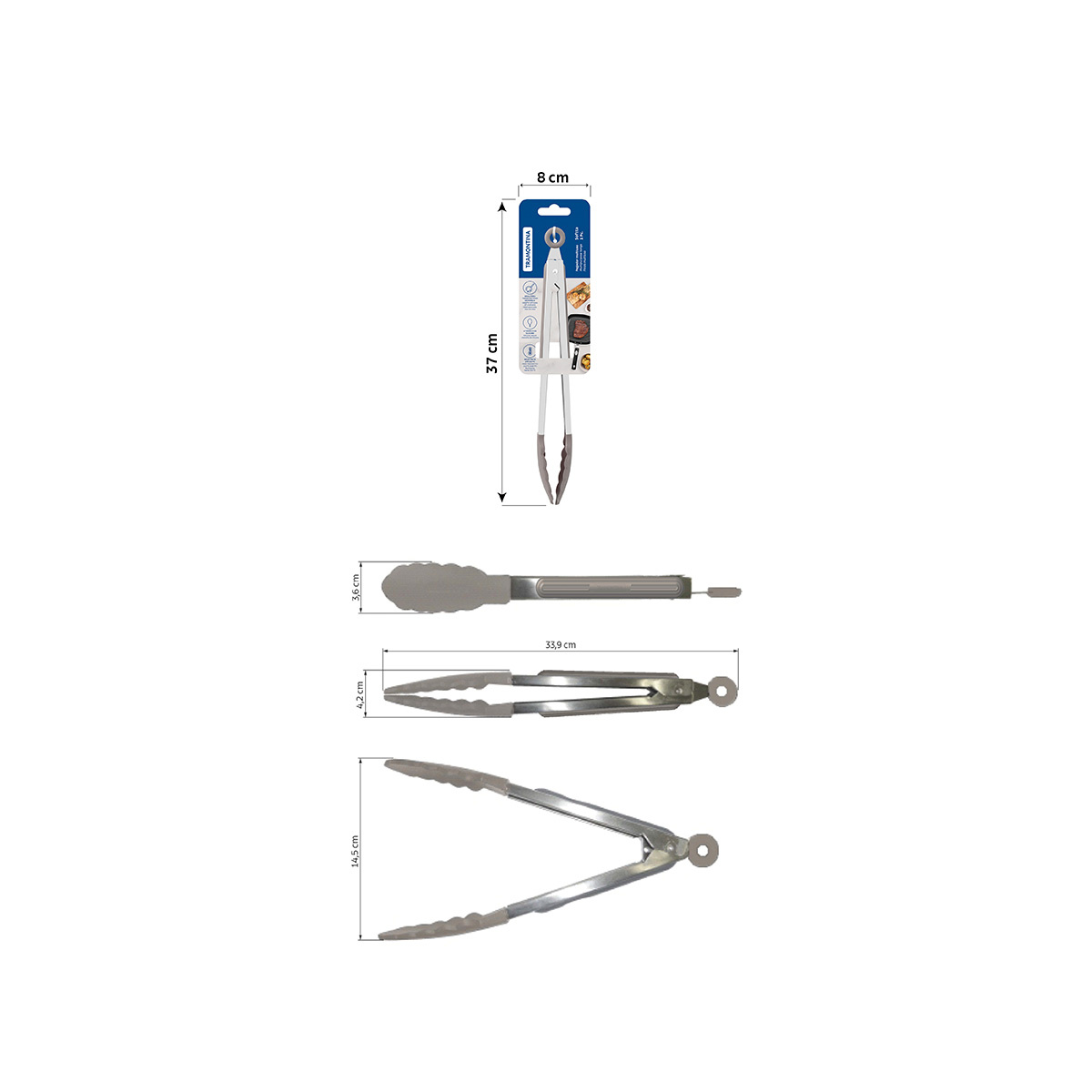 Pinza Multiuso Tramontina Softta de Silicona Gris 33,9 cm — photo 3