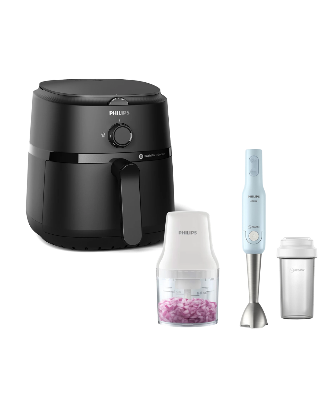 Freidora sin aceite + Picadora+ Mixer Philips