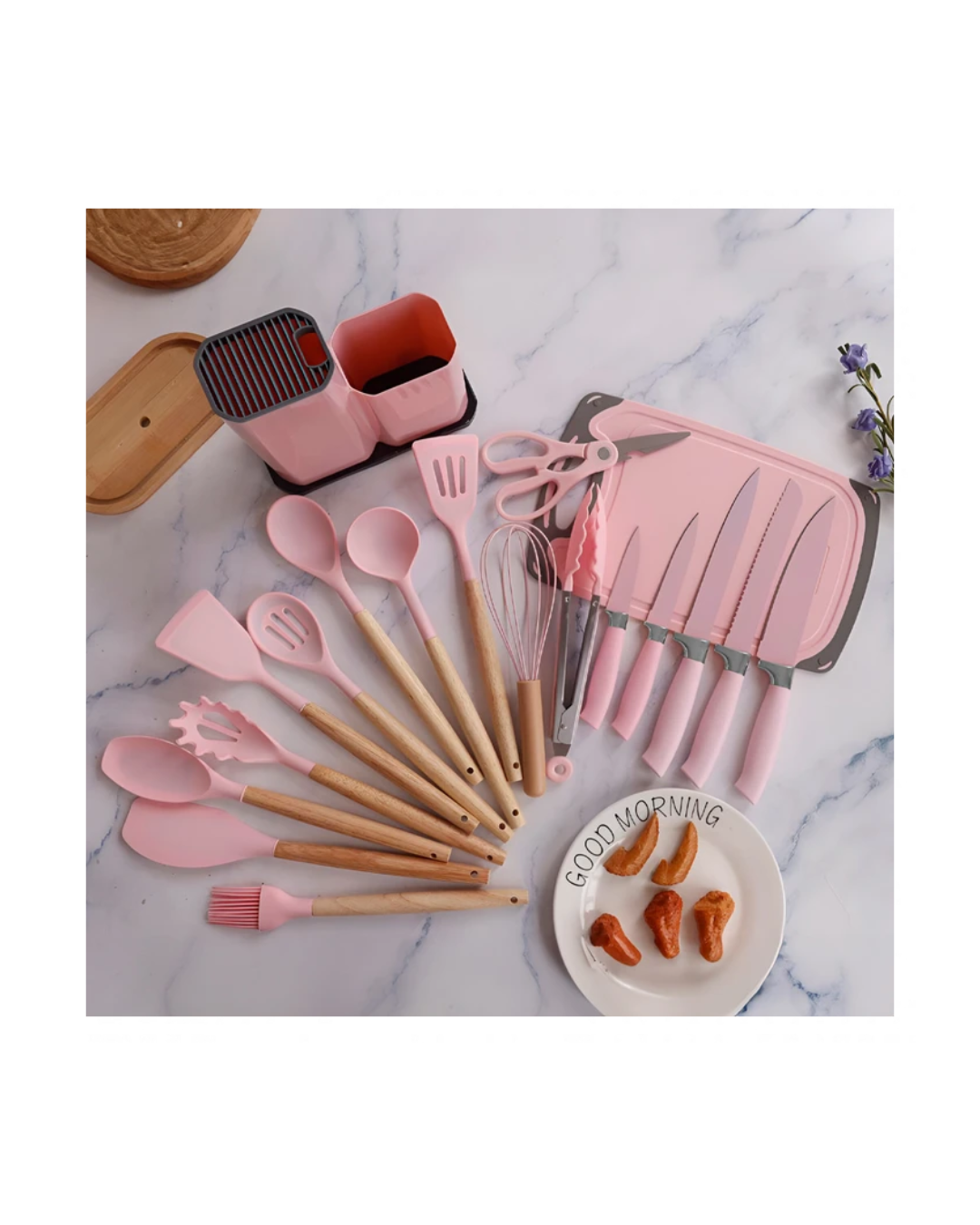 Set Croix de silicona para cocina 19 piezas rosado 630622 — photo 2