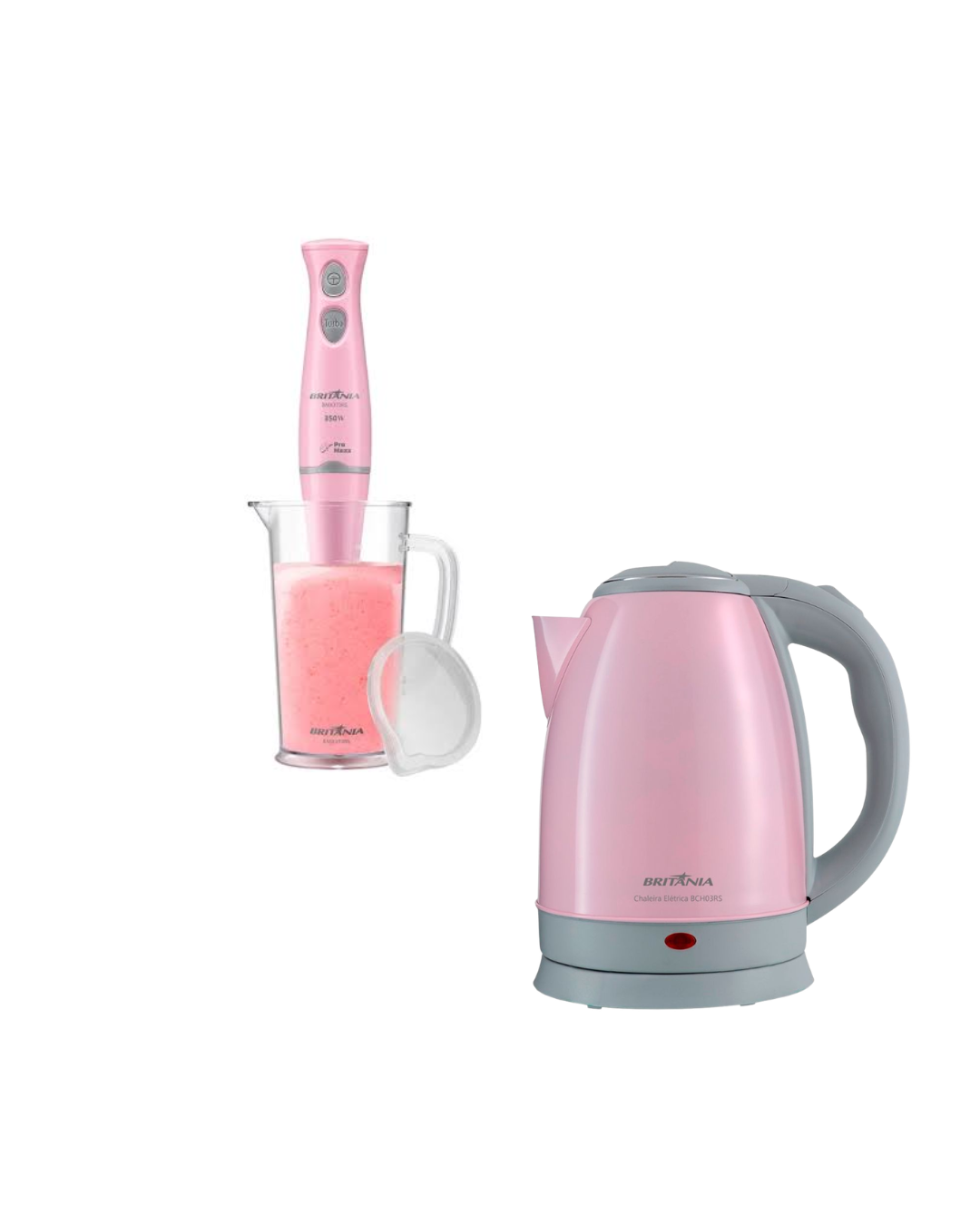 Mixer Britania 350w rosado + Hervidora Britania inox/rosado