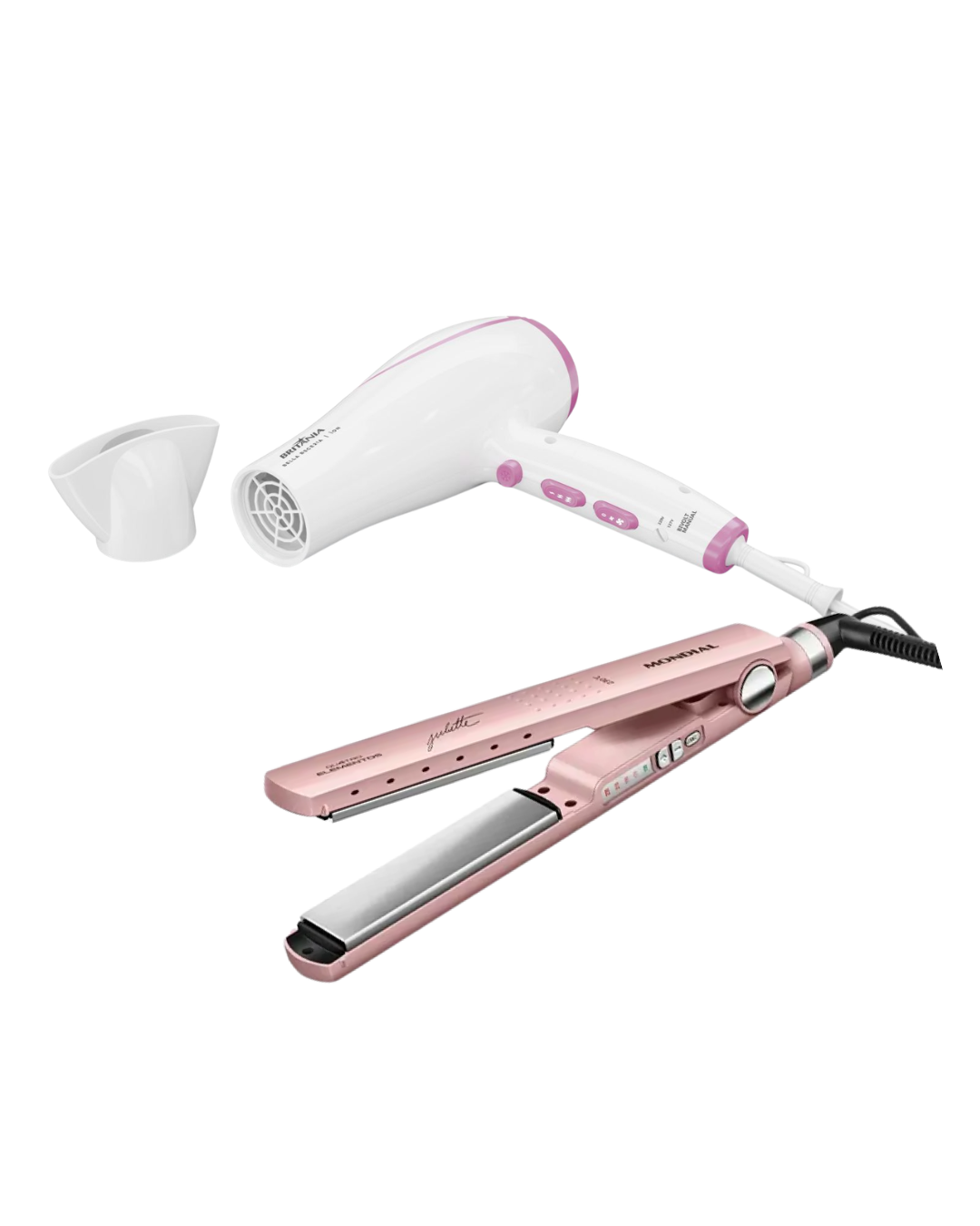 Combo planchita Mondial + secador de pelo Britania 2100w